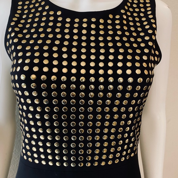 Carmen Marc Valvo Black Dress with Gold Studs - Picture 3 of 5